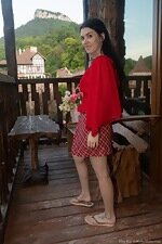 Elley Rey has fun showing off her red skirt
